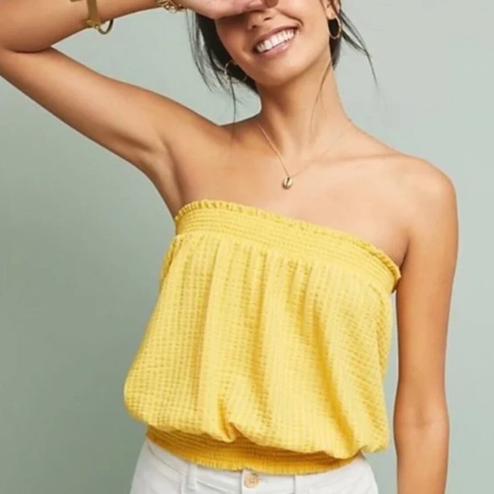 Anthropologie Yellow Colusa Strapless Sleeveless Textured Tube Top